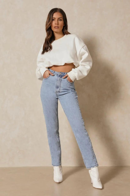 Women's Denim Solid Straight Fit Jeans