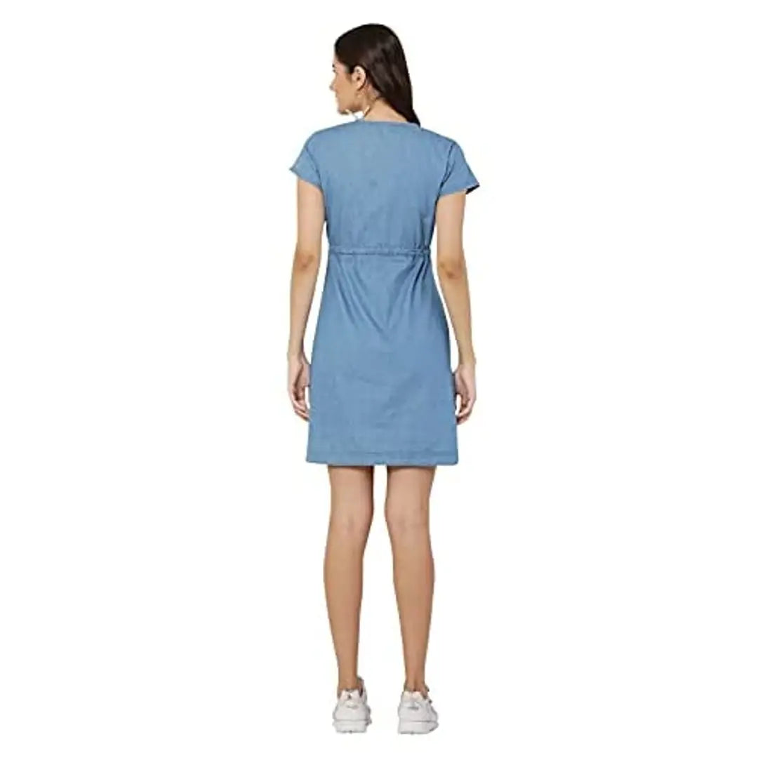 AVYANNA Trendy Women's Blue Color Solid Short Denim Dress