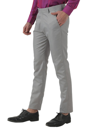 Polyester Blend Solid Slim Fit Mens Formal Trousers