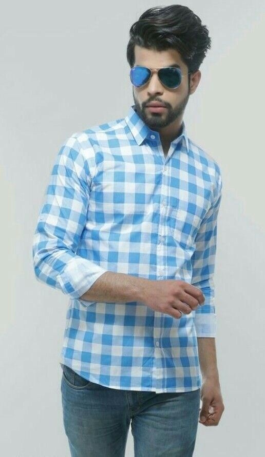 Freankmen Cotton Checkered Full Sleeves Casual Shirt for Men