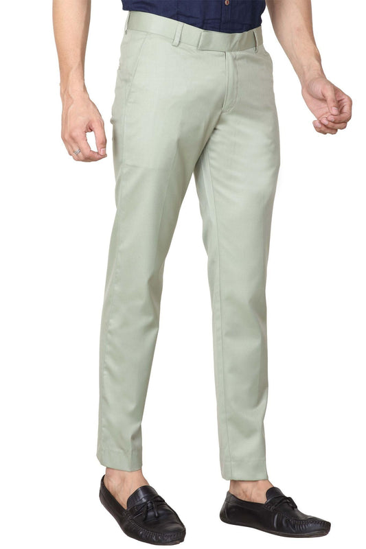 Cotton Blend Solid Slim Fit Formal Trouser