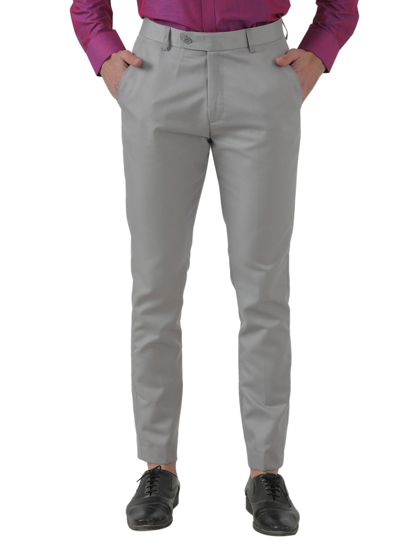 Polyester Blend Solid Slim Fit Mens Formal Trousers