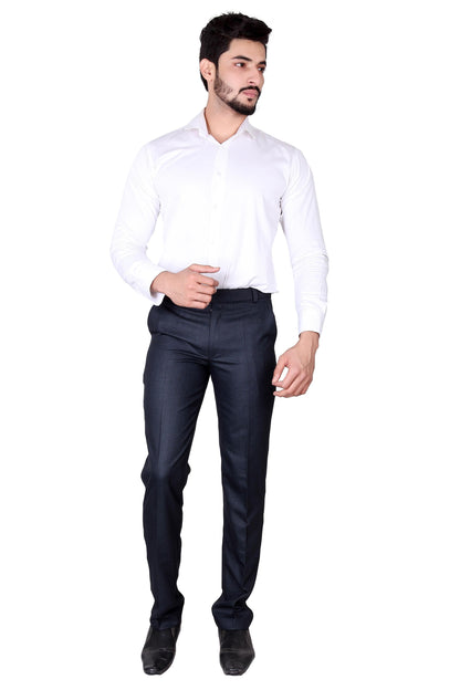 Poly Cotton Solid Slim Fit Formal Trouser