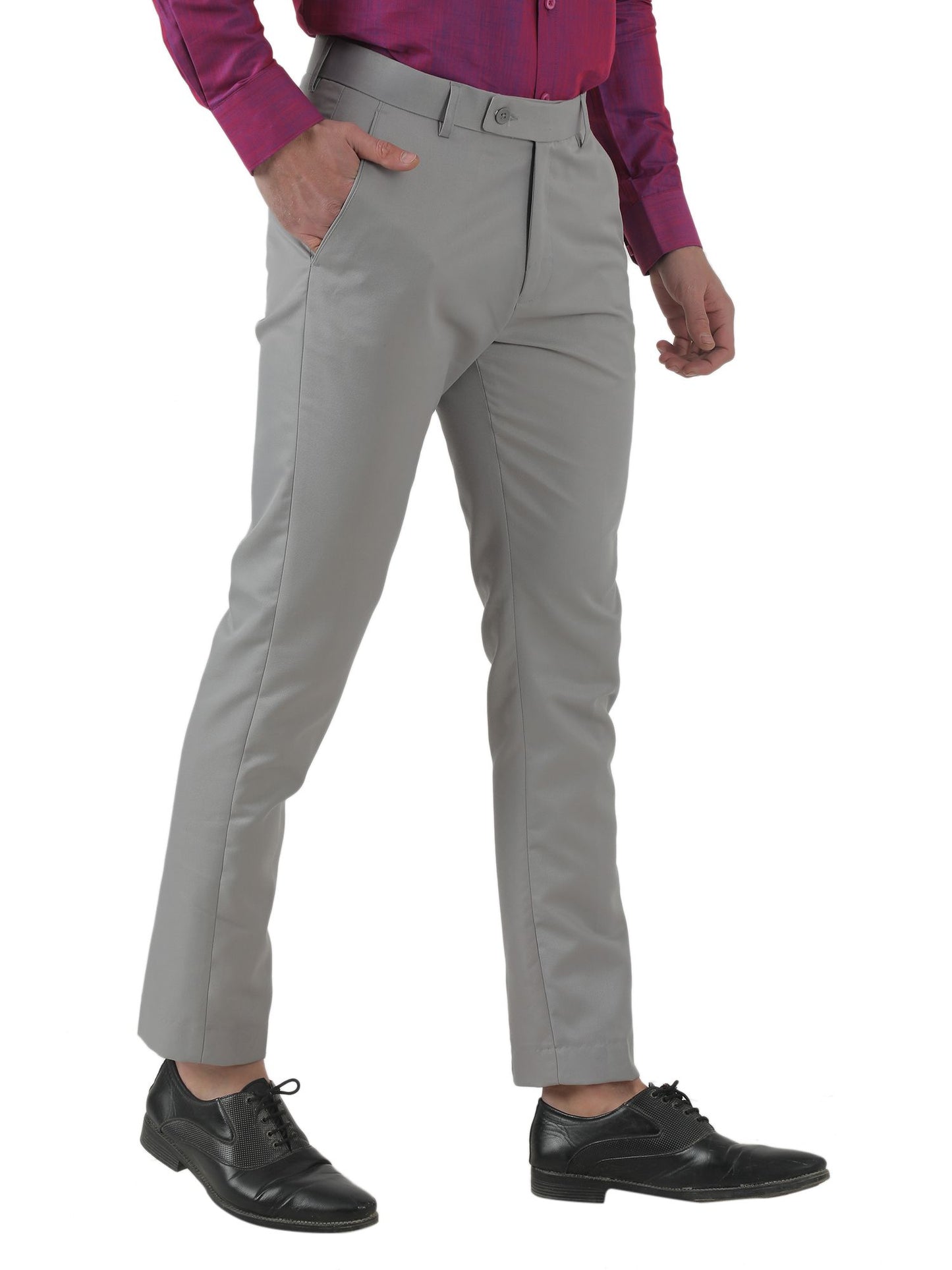 Polyester Blend Solid Slim Fit Mens Formal Trousers