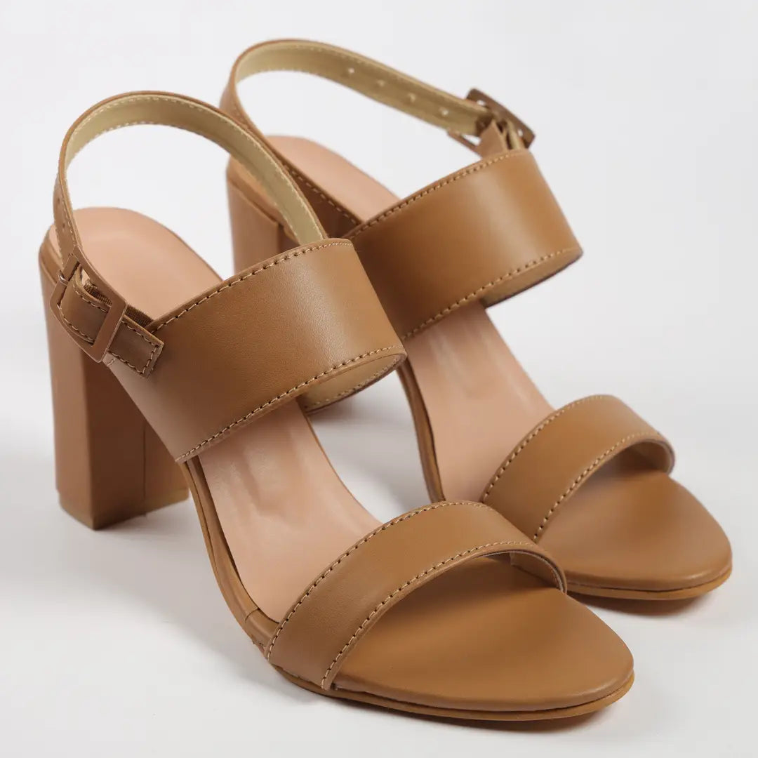 Stylish Tan Synthetic  Heels For Women