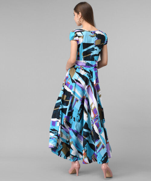 Women's Fashionable Crepe Printed Maxi Dress