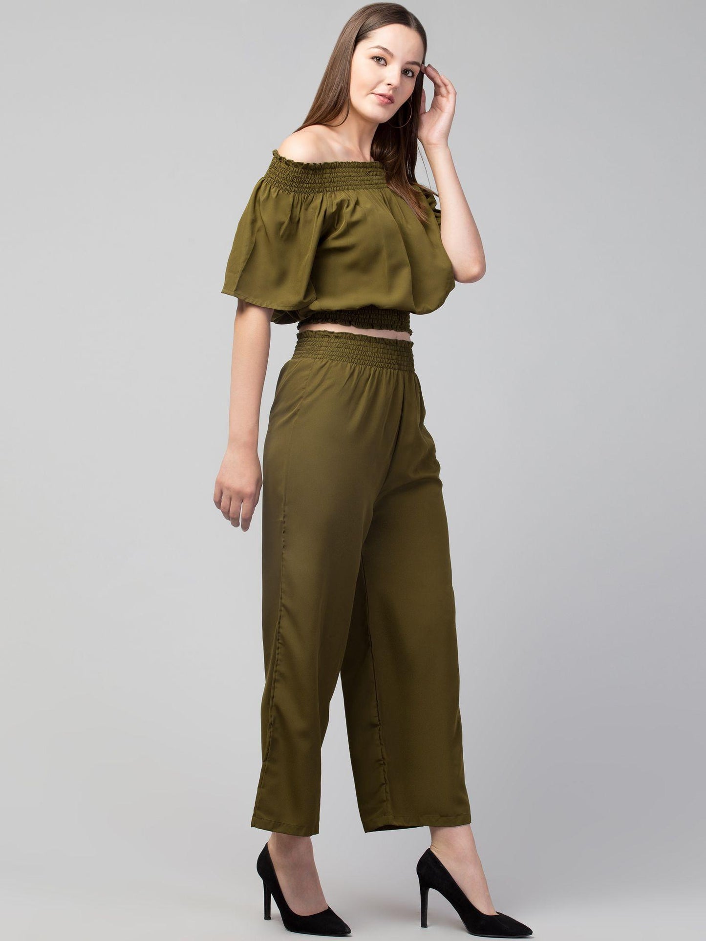 Stylish Crepe Regular Short Sleeves Jumpsuit For Women