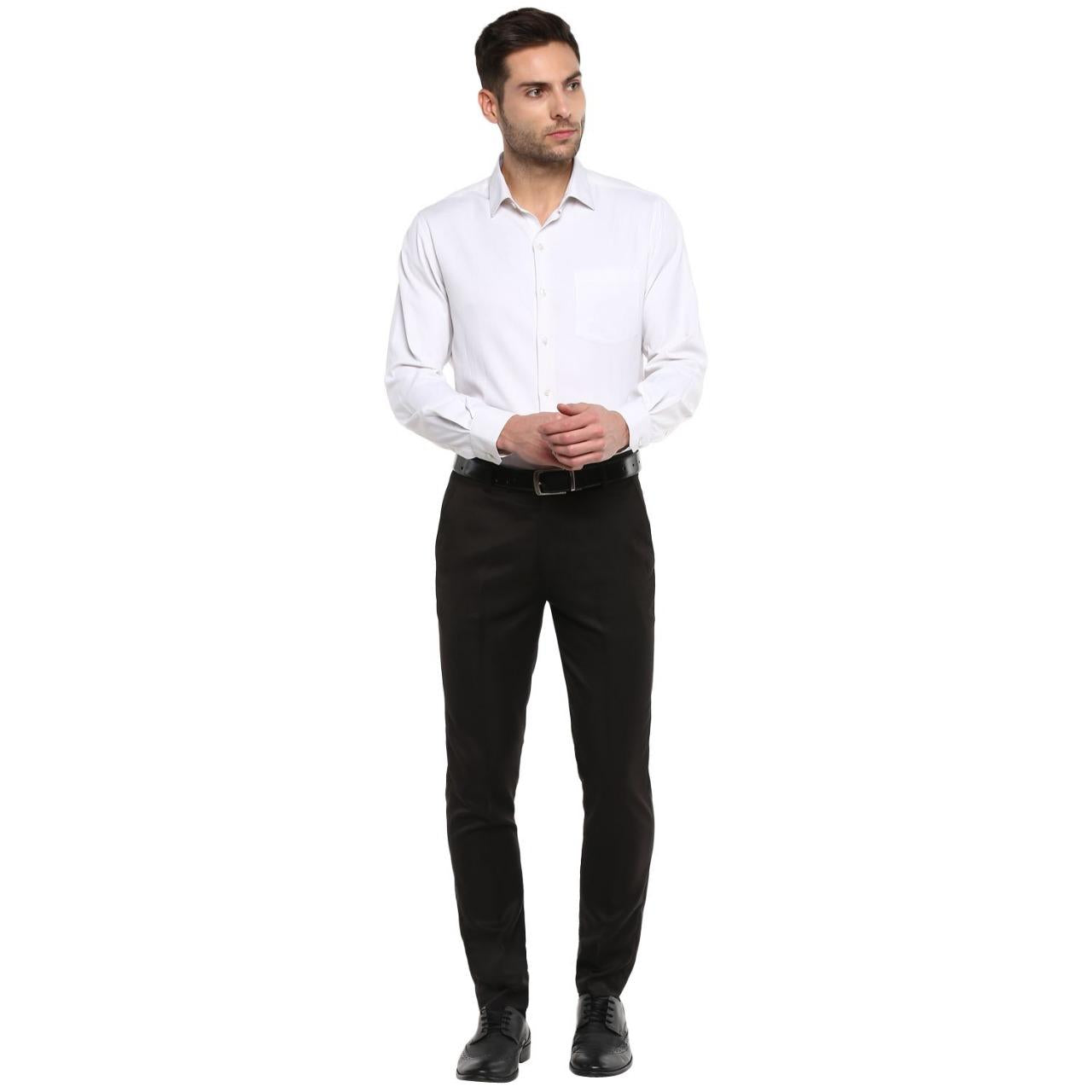 Polyester Blend Solid Slim Fit Mens Formal Trouser