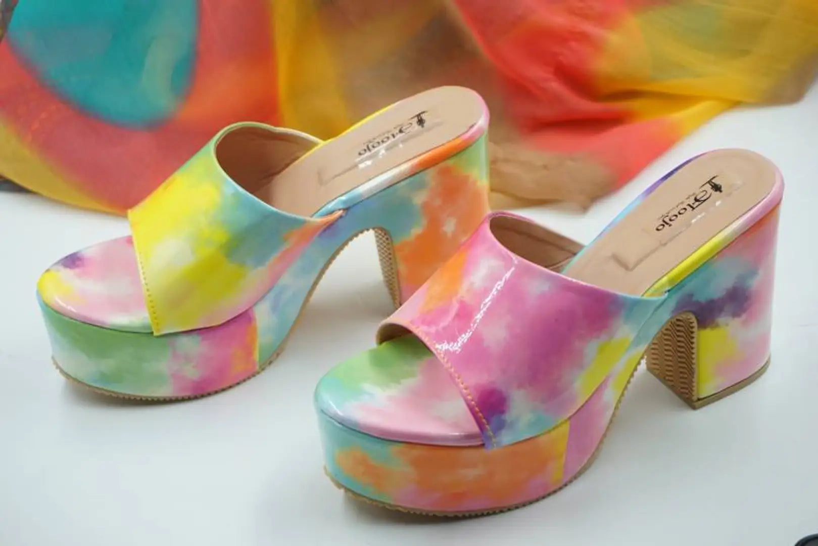 Stylish Multicoloured PU Solid Heels For Women