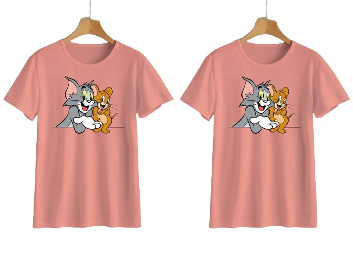 Elegant Pink Cotton Printed T-Shirts For Women- Pack Of 2