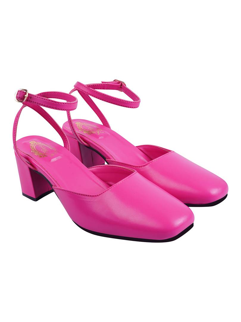 Trendy Stylish Comfortable Hot Pink Heeled Pumps For Women and Girls