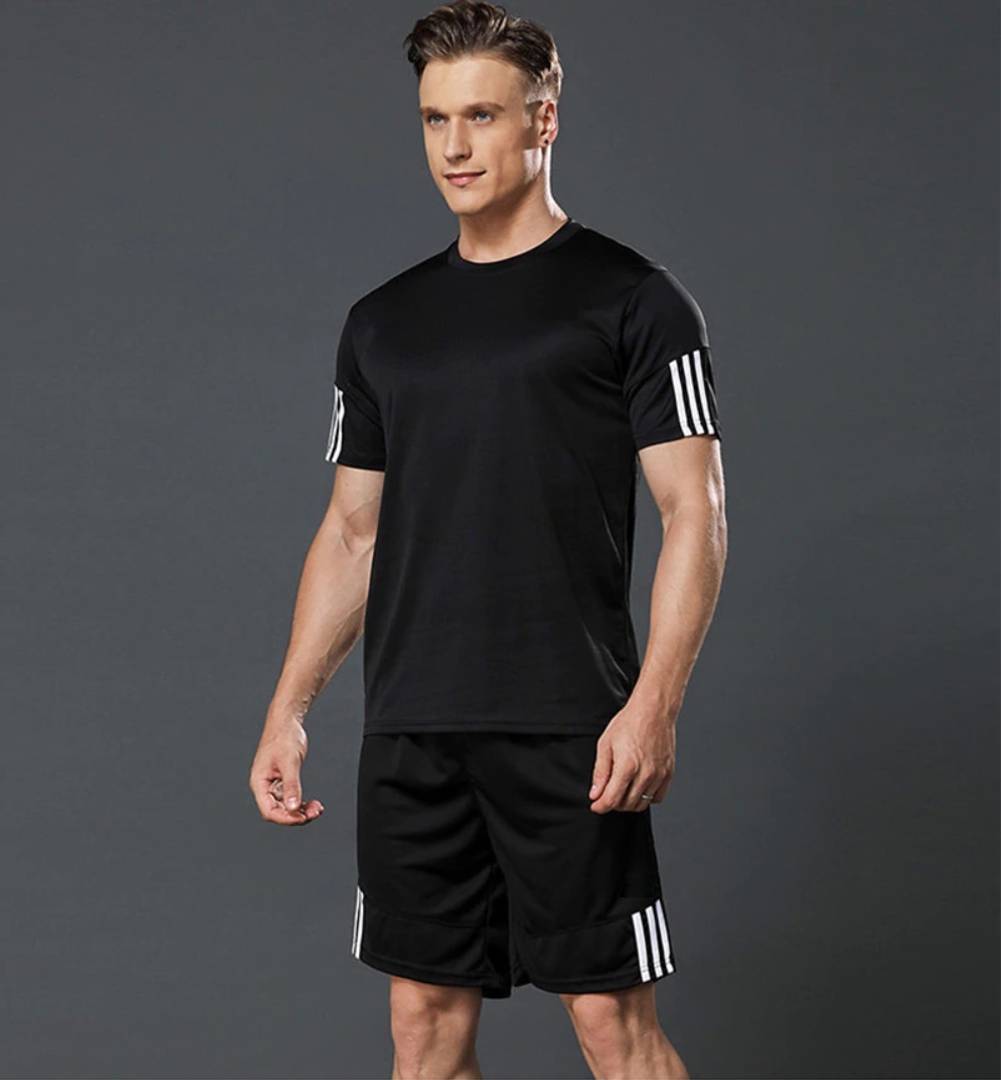 Men's Sports T Shirt  Shorts Set - Black