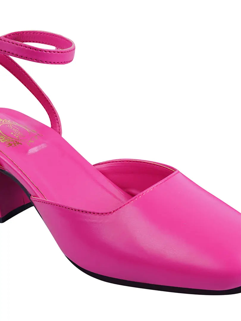 Trendy Stylish Comfortable Hot Pink Heeled Pumps For Women and Girls