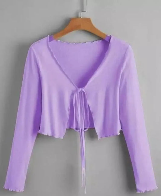 Elegant Purple Cotton Solid Top For Women