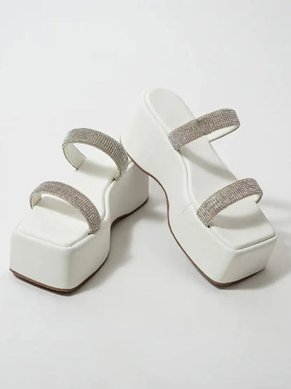 Trendy Retro Style White Platform Heels For Women and Girls