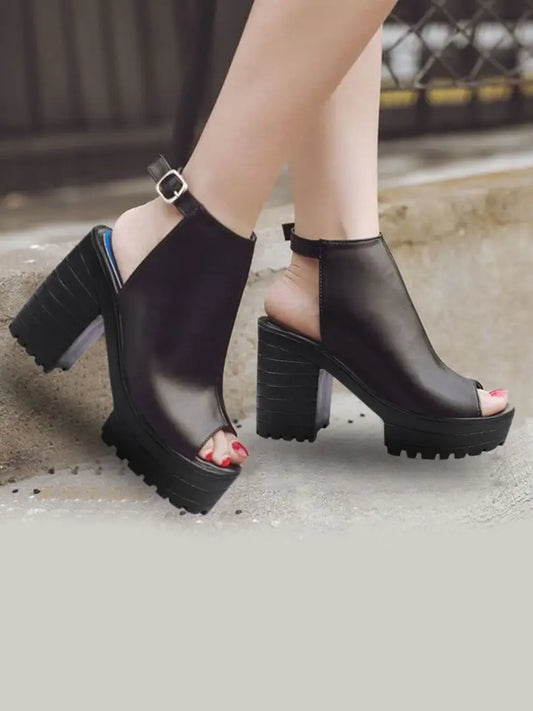 Trendy Fashionable Solid Black Block Heels For Women and Heels
