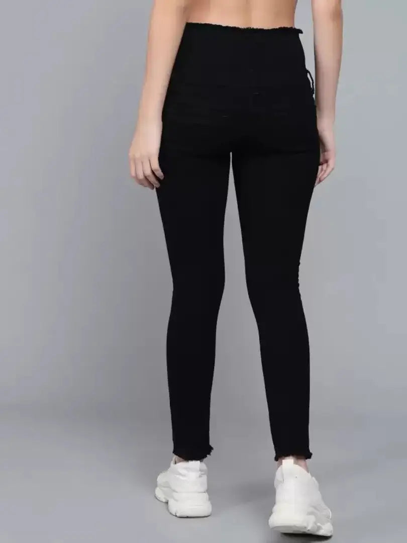 Stylish Black Denim Mid Rise Jeans For Women