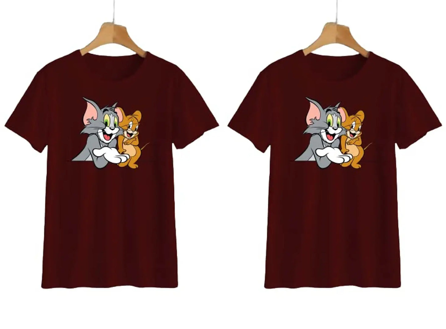 Elegant Maroon Cotton Printed T-Shirts For Women- Pack Of 2